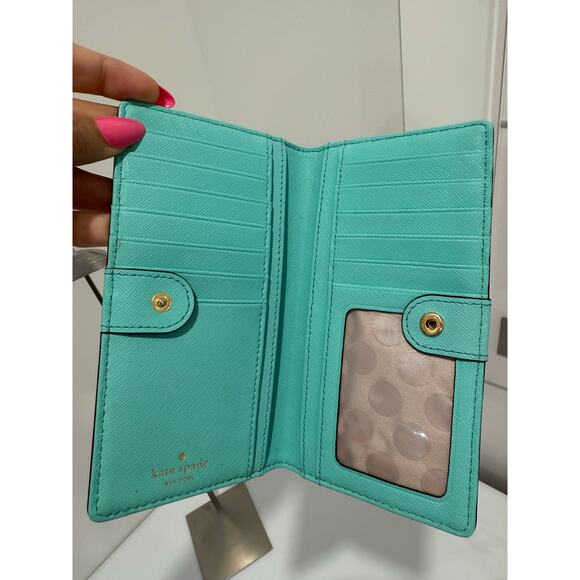 Kate Spade Turquoise Leather Zip-Around Wallet - Picture 8 of 11